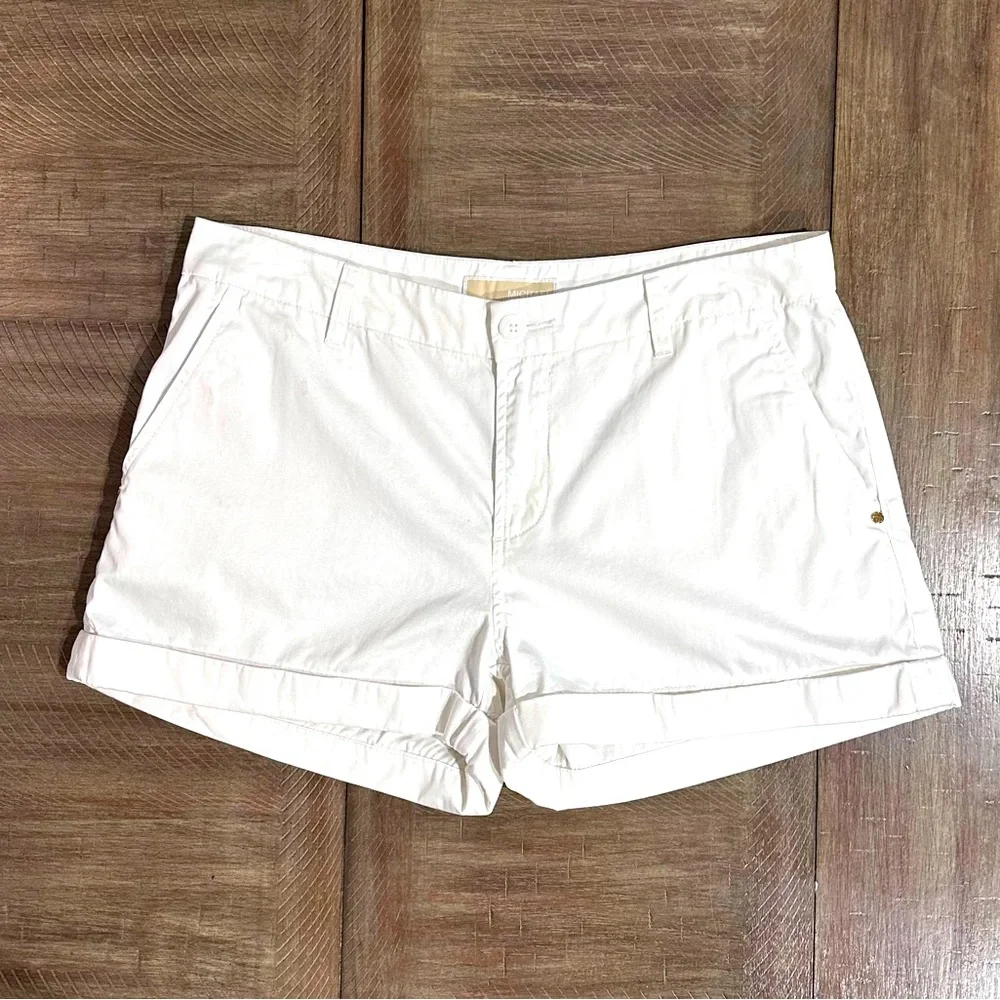 Michael Michael Kors White Rolled Cuffed Shorts size 6 - Picture 1 of 14